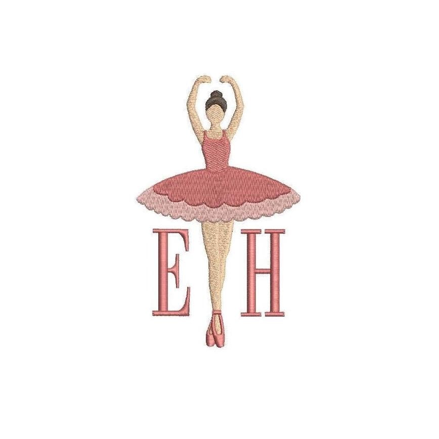 Ballerina Monogram Frame PES DST JEF ++ Machine Embroidery Design, 5 Sizes, Instant Download