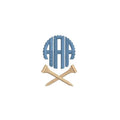 Golf Crossed Tees Monogram Frame PES DST JEF ++ Machine Embroidery Design, 7 Sizes, Instant Download