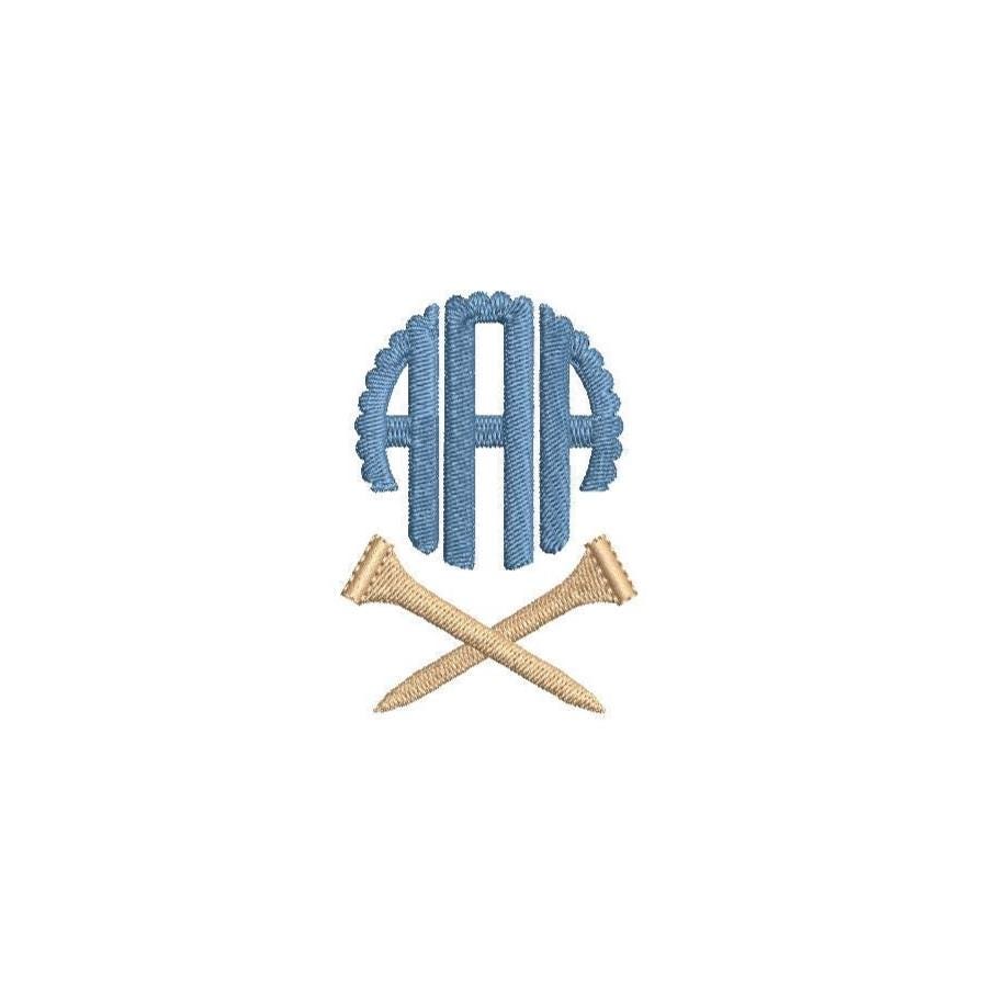 Golf Crossed Tees Monogram Frame PES DST JEF ++ Machine Embroidery Design, 7 Sizes, Instant Download