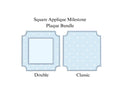 Square Applique Milestone Card Plaque Bundle (2 Versions) PES DST++ Machine Embroidery Design, In the Hoop Project, Milestone Card, Download