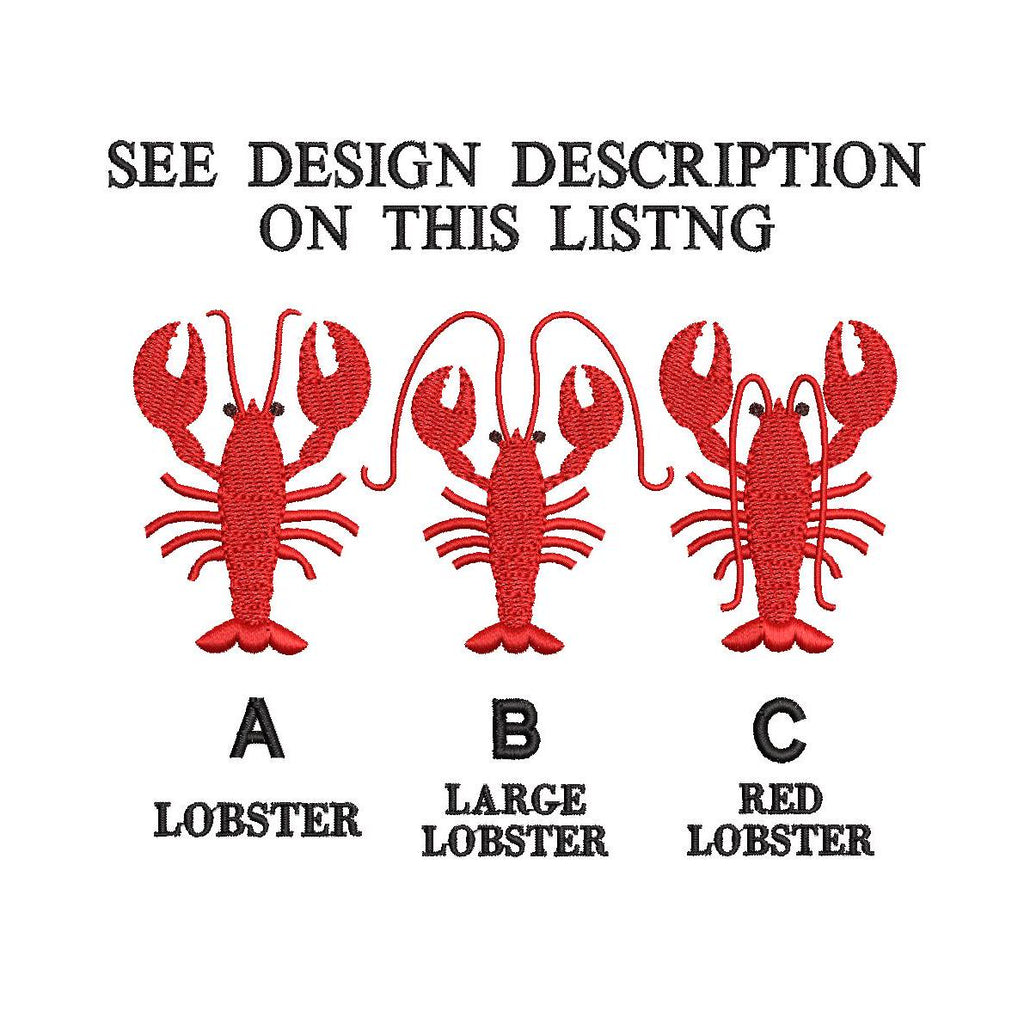 Lobster Trio plus 3 Individual Lobster designs (4 Designs total) included PES DST JEF ++ Machine Embroidery Design Instant Download