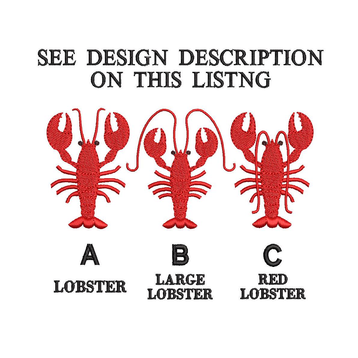 Lobster Trio plus 3 Individual Lobster designs (4 Designs total) included PES DST JEF ++ Machine Embroidery Design Instant Download