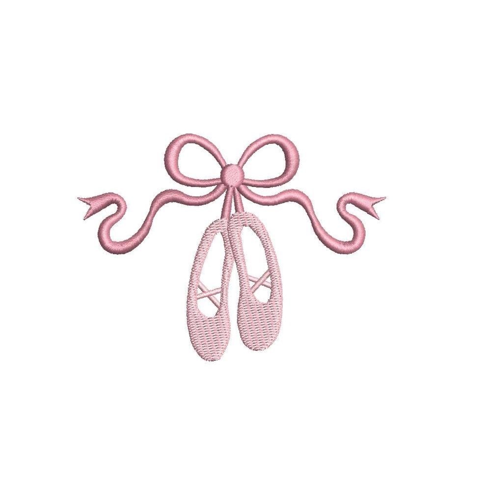 Ballet Slippers with Bow PES DST JEF ++ Machine Embroidery Design, 4 Sizes, Instant Download