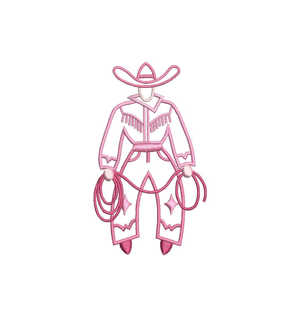 Fringe Cow Boy Bundle(2 Versions) PES DST JEF +Machine Embroidery Design, 3 Sizes per version, Instant Download Multicolored & Monochromatic
