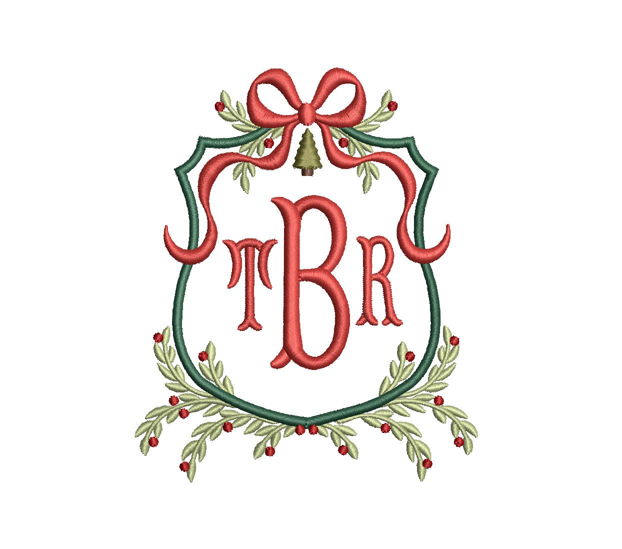 Christmas Tree Monogram Frame PES DST JEF ++ Machine Embroidery Design, 5 Sizes, Instant Download