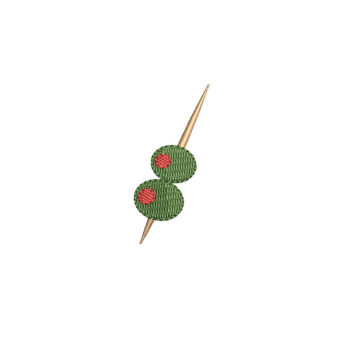 Martini Pick Two Olives Mini PES DST JEF ++ Machine Embroidery Design, 8 Sizes, Instant Download