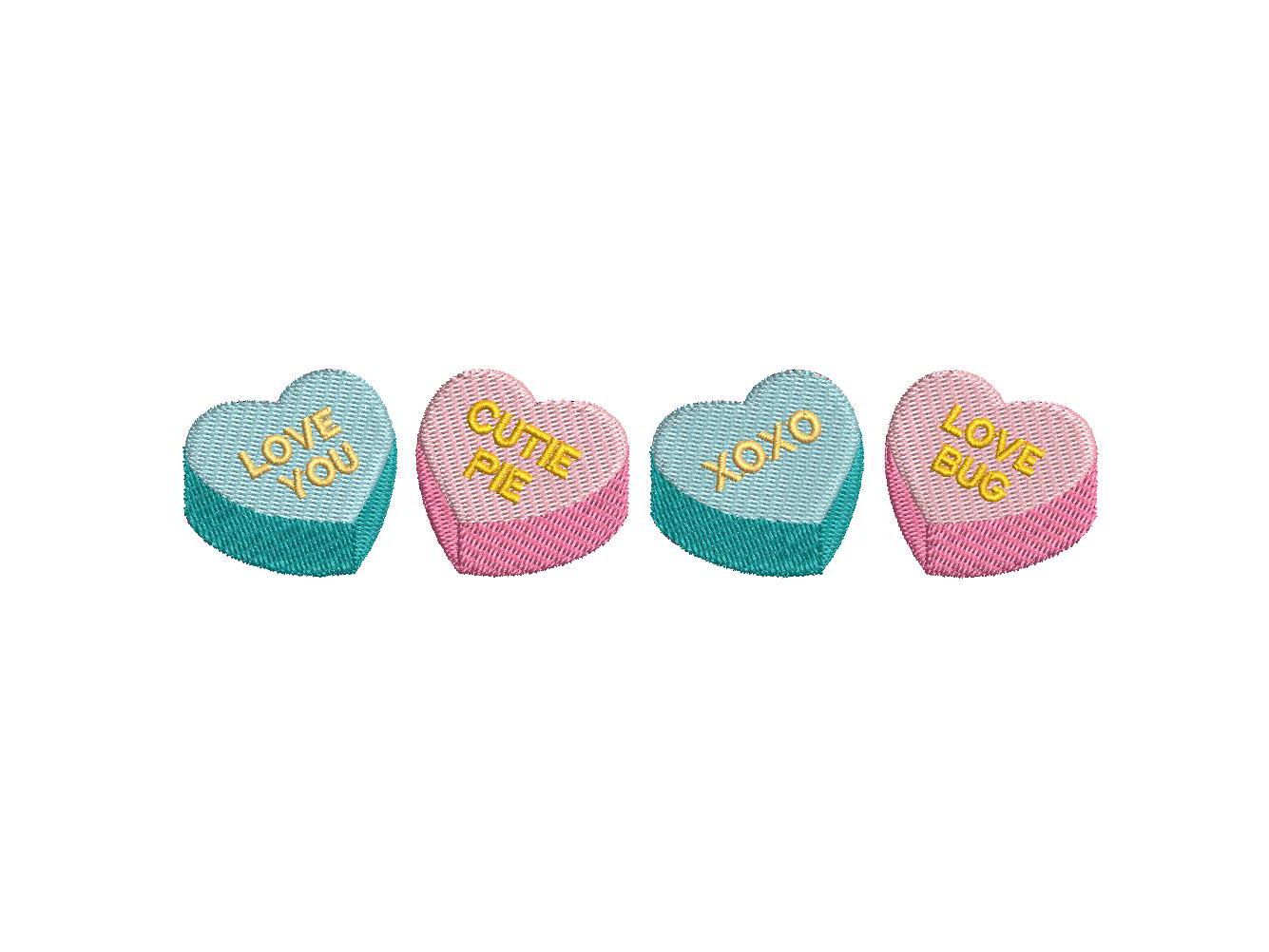 Line of Hearts 4 Sizes PES DST JEF ++ Machine Embroidery Design Instant Download