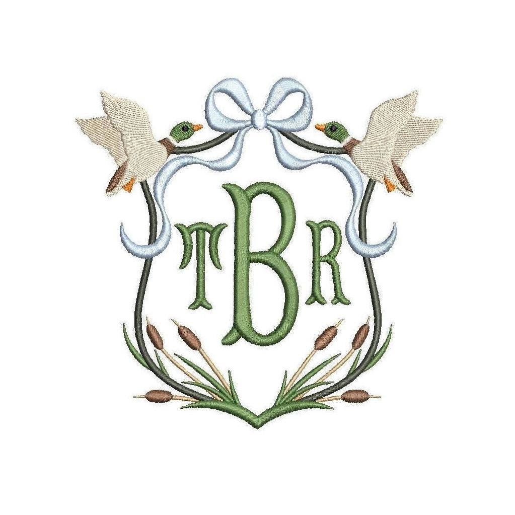Mallard Duck Crest Monogram Frame PES DST JEF ++ Machine Embroidery Design, 12 Sizes, Instant Download