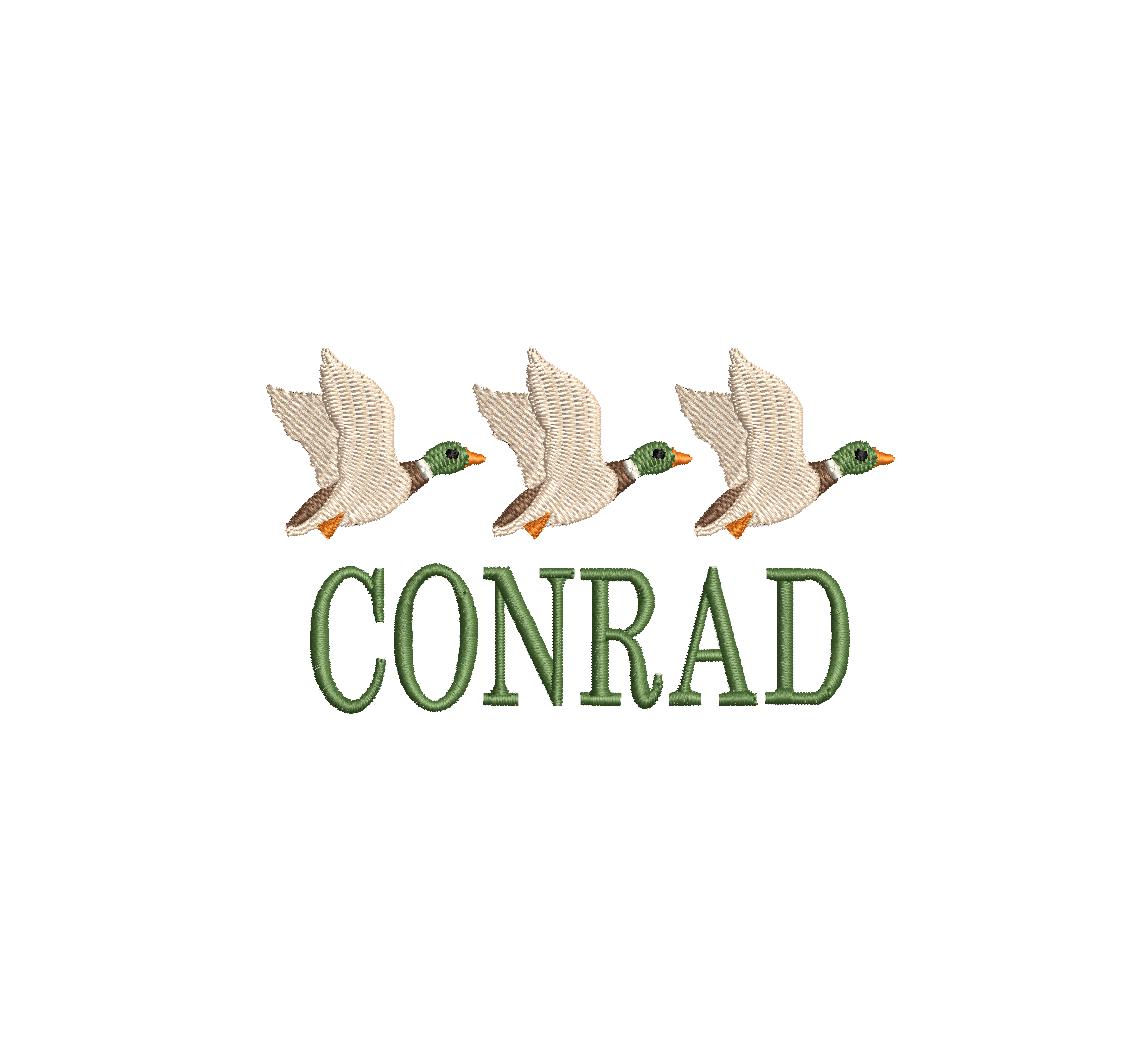 Flying Duck Trio PES DST JEF ++ Machine Embroidery Design, 5 Sizes, Instant Download