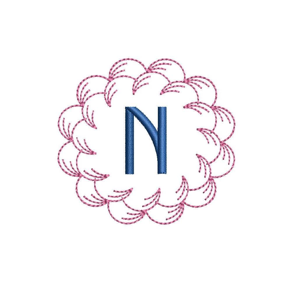 Scalloped Preppy Monogram Frame PES DST JEF ++ Machine Embroidery Design, 7 sizes, Instant Download
