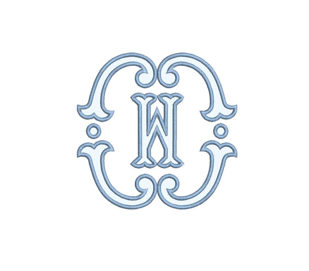 Double Fishtail Applique Monogram Frame PES DST JEF ++ Machine Embroidery Design, 7 Sizes, in-the-hoop project, Instant Download