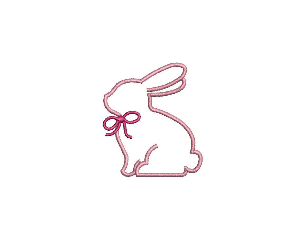 Easter Bunny Outline with Bow PES DST JEF ++ Machine Embroidery Design, 6 Sizes, Instant Download