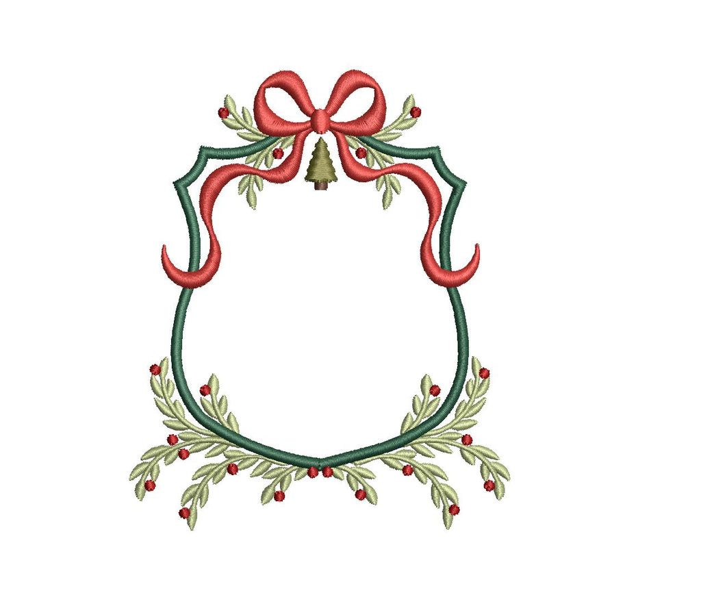 Christmas Tree Monogram Frame PES DST JEF ++ Machine Embroidery Design, 5 Sizes, Instant Download