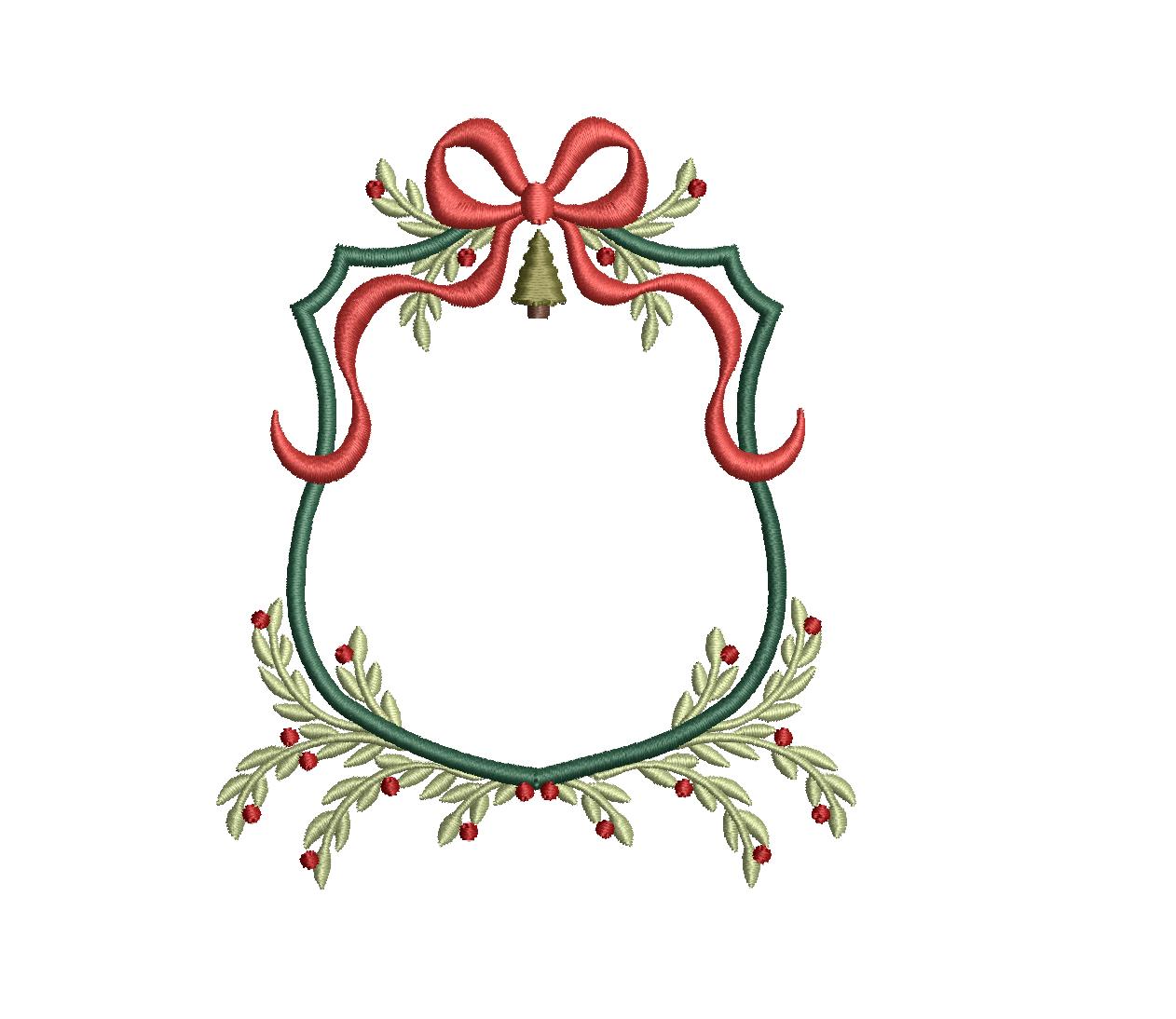 Christmas Tree Monogram Frame PES DST JEF ++ Machine Embroidery Design, 5 Sizes, Instant Download