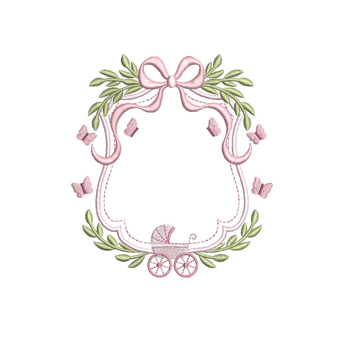 Baby Girl Birth Announcement Frame PES DST JEF ++ Machine Embroidery Design, 4 Sizes, Birth Announcement, Instant Download