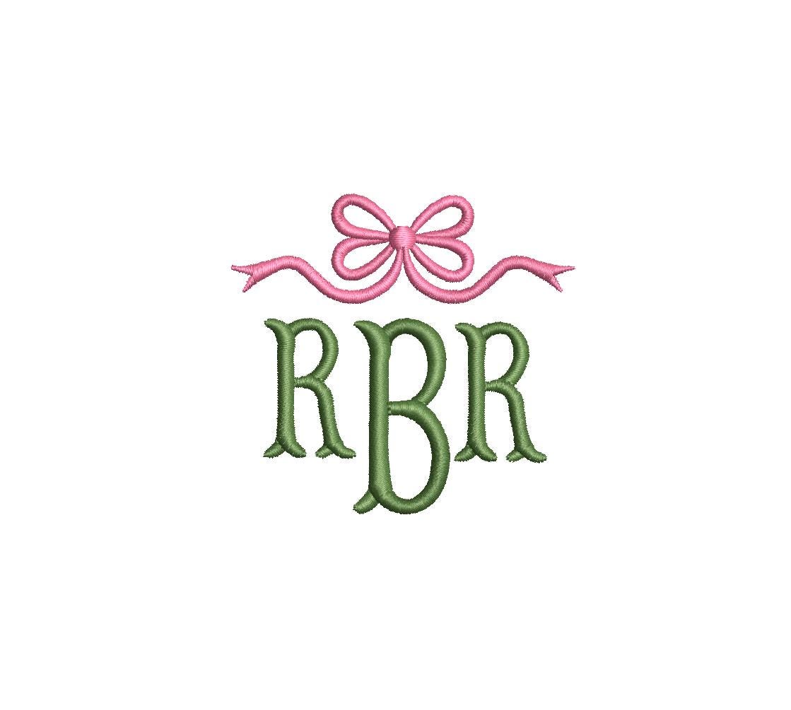 Classic Bow Monogram Frame PES DST JEF ++ Machine Embroidery Design, 7 Sizes, Instant Download