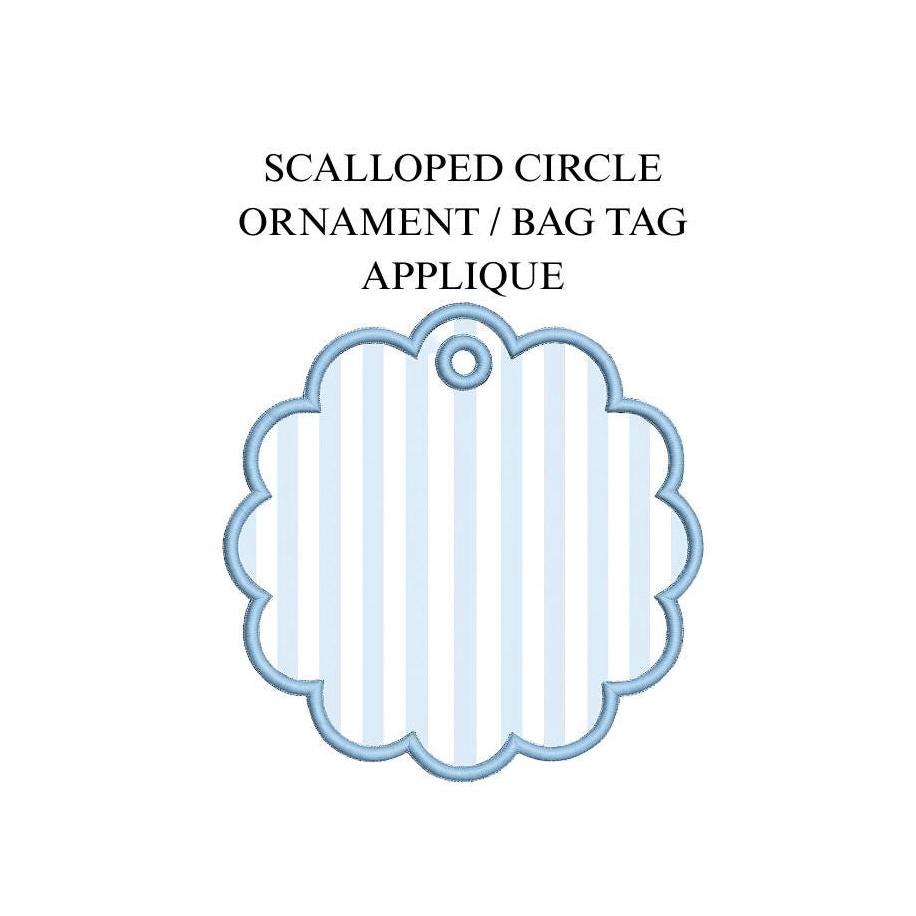 Satin Scalloped Circle In-the-Hoop Appliqué Ornament PES DST JEF ++ Machine Embroidery Design, 4 Sizes, Instant Download