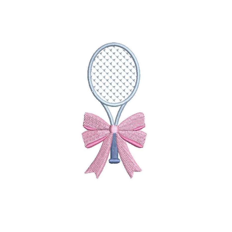 Tennis Racket with Bow PES DST JEF ++ Machine Embroidery Design, 7 Sizes, Instant Download