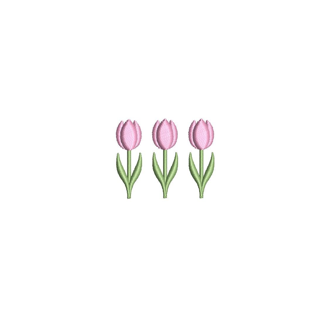 Single Mini Tulip Satin PES DST JEF ++ Machine Embroidery Design, 4 Sizes, Instant Download