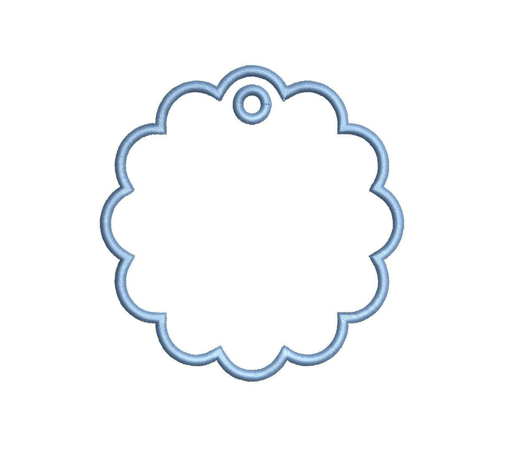 Satin Scalloped Circle In-the-Hoop Appliqué Ornament PES DST JEF ++ Machine Embroidery Design, 4 Sizes, Instant Download