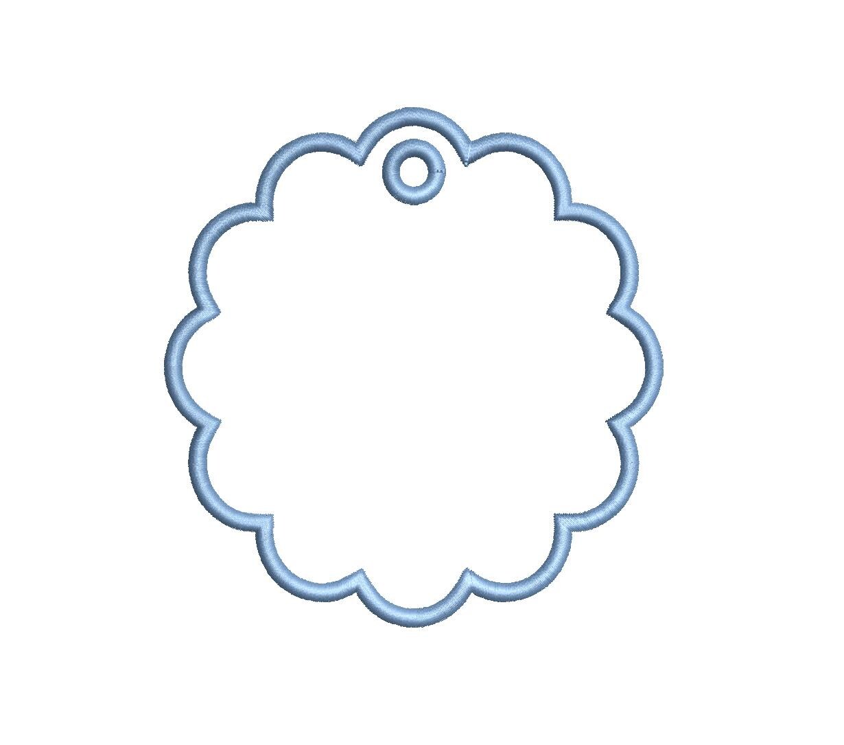 Satin Scalloped Circle In-the-Hoop Appliqué Ornament PES DST JEF ++ Machine Embroidery Design, 4 Sizes, Instant Download