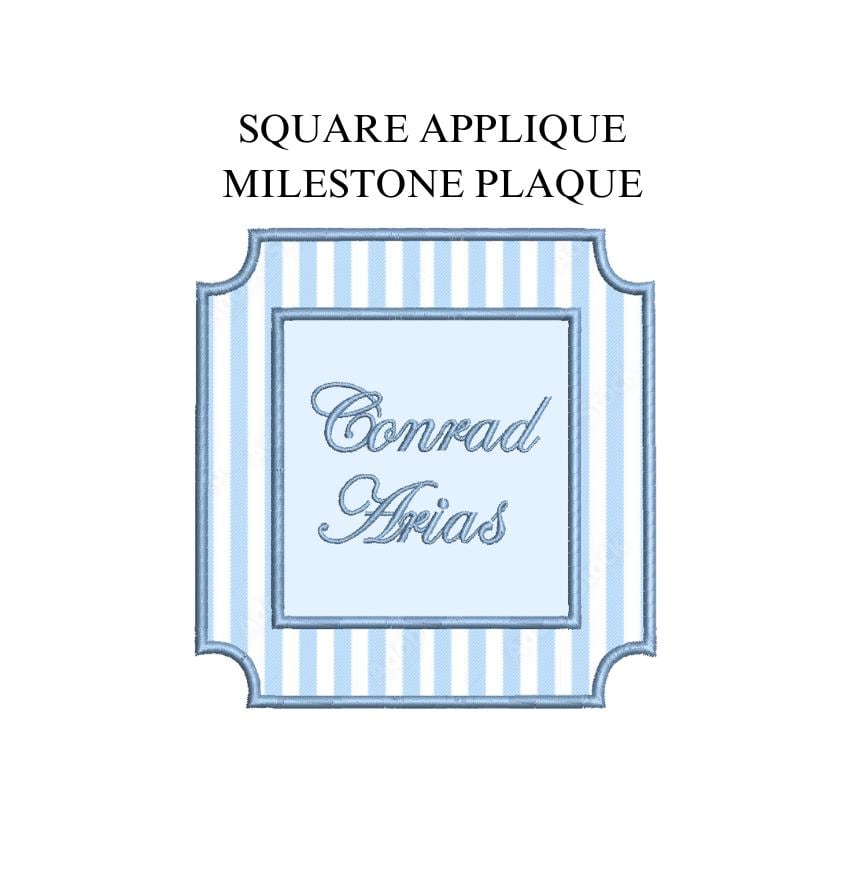 Square Appliqué Milestone Plaque Card PES DST JEF ++ Machine Embroidery Design, 4 Sizes, In-the-Hoop Project, Instant Download