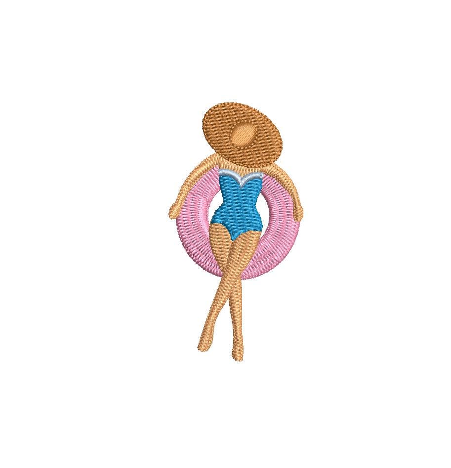 Inner Tube Lady 7 Sizes PES DST JEF ++ Machine Embroidery Design Instant Download