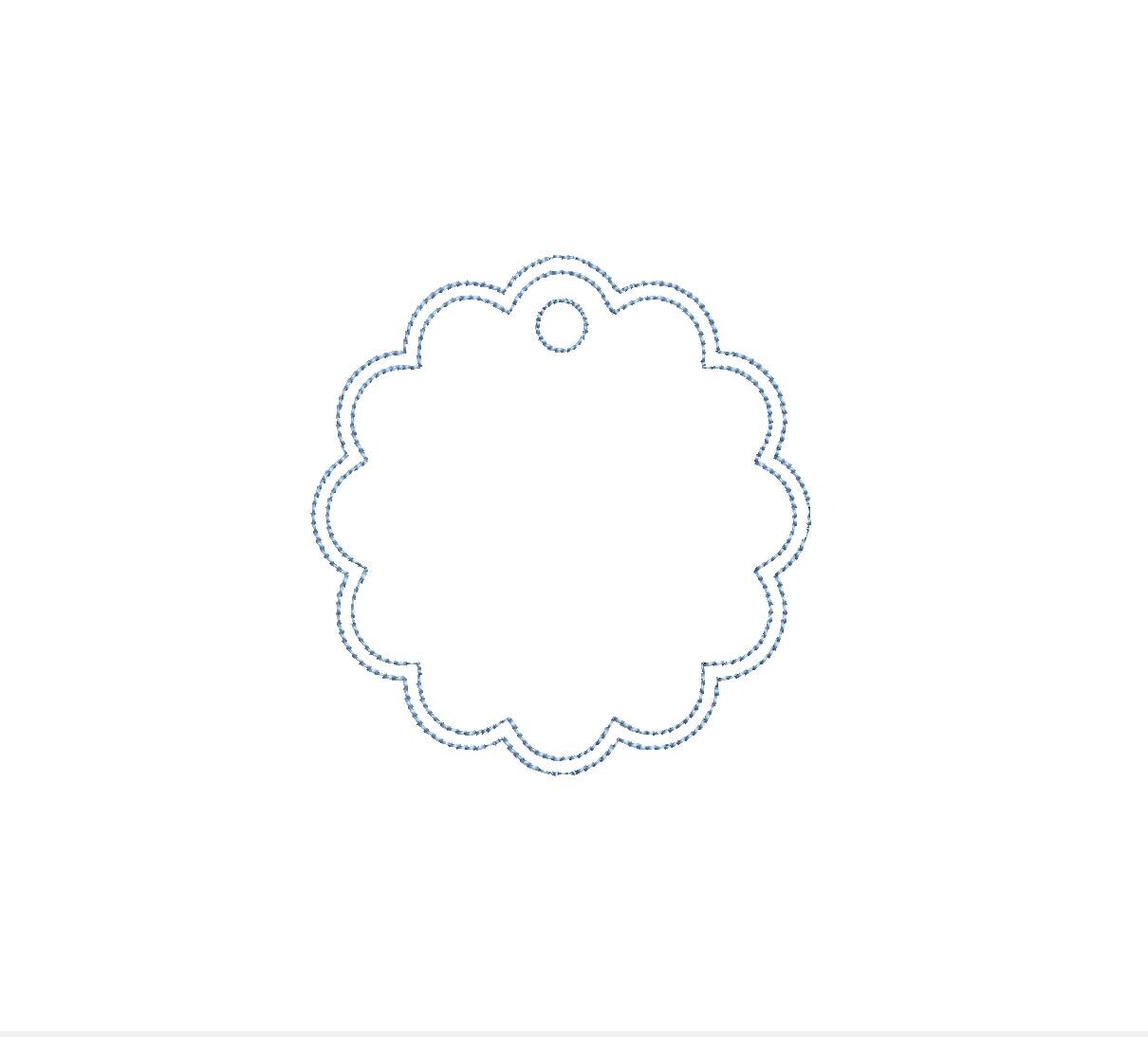 Scalloped Bean Stitch Circle Applique Bundle PES DST JEF ++ Machine Embroidery Design, 5 Sizes each, Ornament Bag Tag, Instant Download