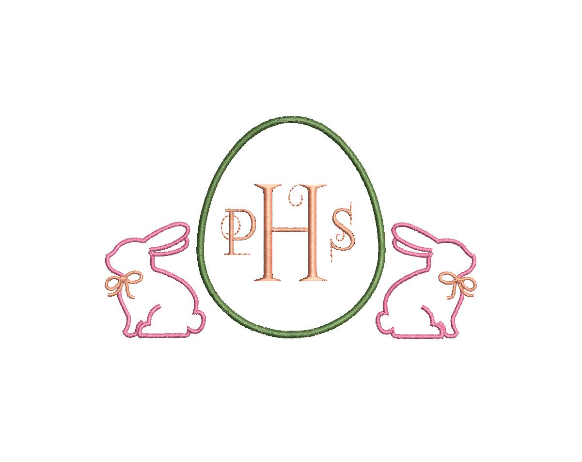 Easter Monogram Frame PES DST JEF ++ Machine Embroidery Design, 5 Sizes, Instant Download