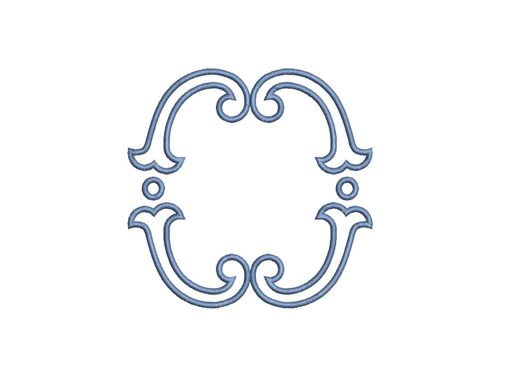 Double Fishtail Applique Monogram Frame PES DST JEF ++ Machine Embroidery Design, 7 Sizes, in-the-hoop project, Instant Download