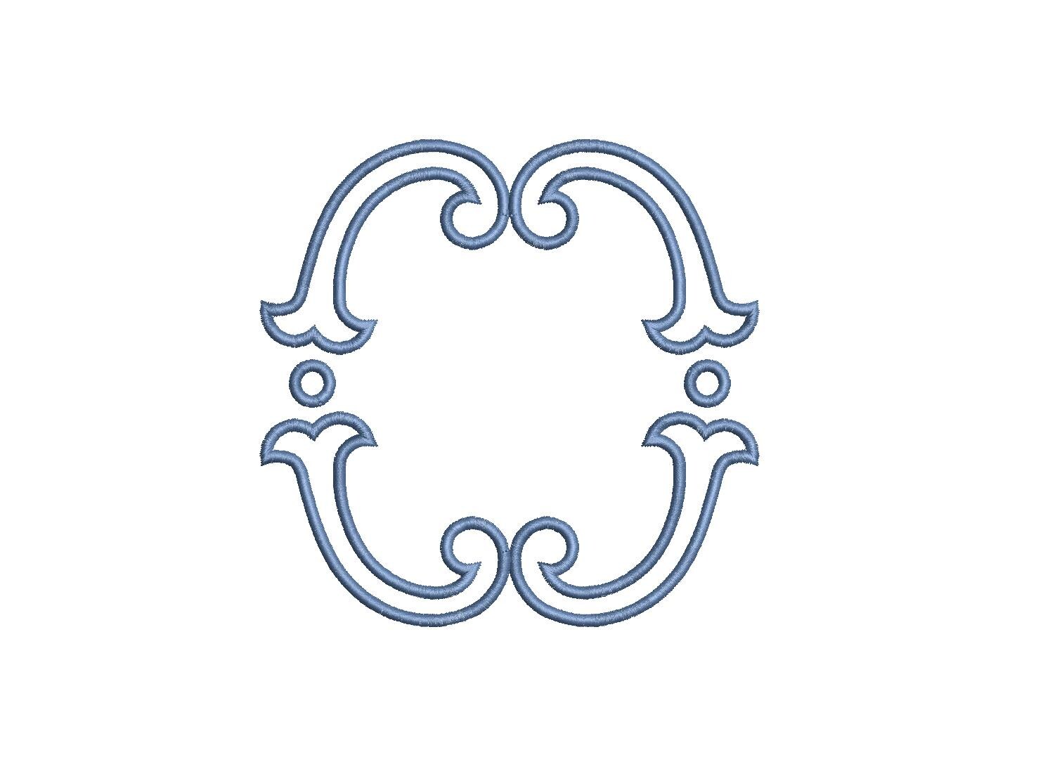 Double Fishtail Applique Monogram Frame PES DST JEF ++ Machine Embroidery Design, 7 Sizes, in-the-hoop project, Instant Download