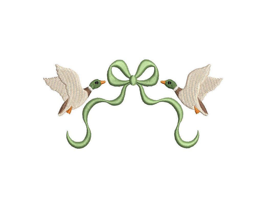 Mallard Duck Bow Frame PES DST JEF ++ Machine Embroidery Design, 5 Sizes, Instant Download