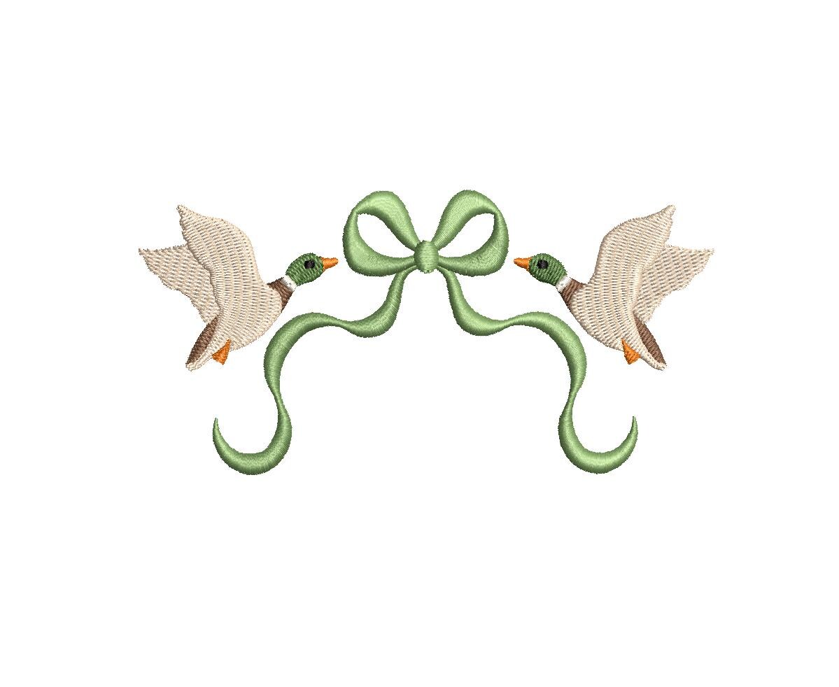 Mallard Duck Bow Frame PES DST JEF ++ Machine Embroidery Design, 5 Sizes, Instant Download