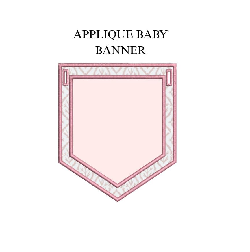 Grand Millennial Appliqué Baby Banner PES DST JEF ++ Machine Embroidery Design, 5 Sizes, In-the-Hoop Project, Instant Download