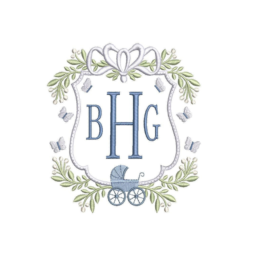 Newborn Butterfly Monogram Birth Announcment Frame PES DST JEF ++ Machine Embroidery Design, 4 Sizes, Birth Announcement, Instant Download