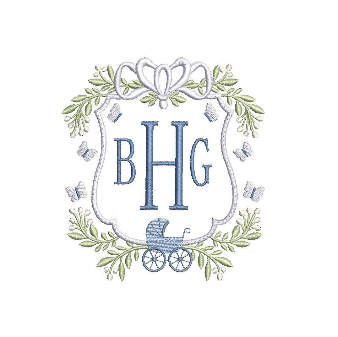 Newborn Butterfly Monogram Birth Announcment Frame PES DST JEF ++ Machine Embroidery Design, 4 Sizes, Birth Announcement, Instant Download