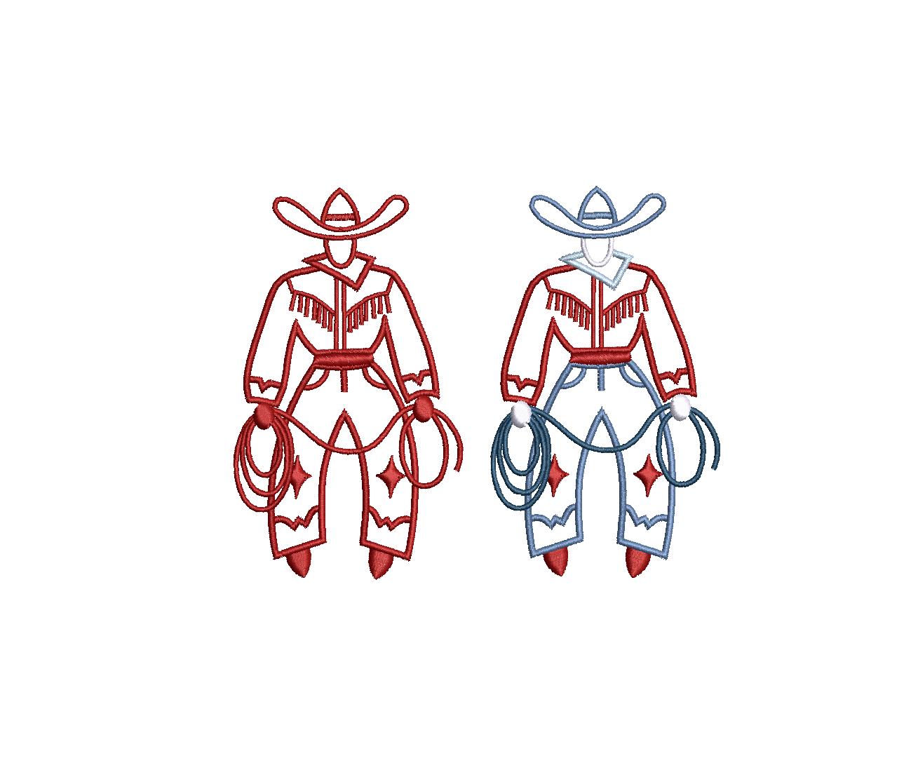 Fringe Cow Boy Bundle(2 Versions) PES DST JEF +Machine Embroidery Design, 3 Sizes per version, Instant Download Multicolored & Monochromatic