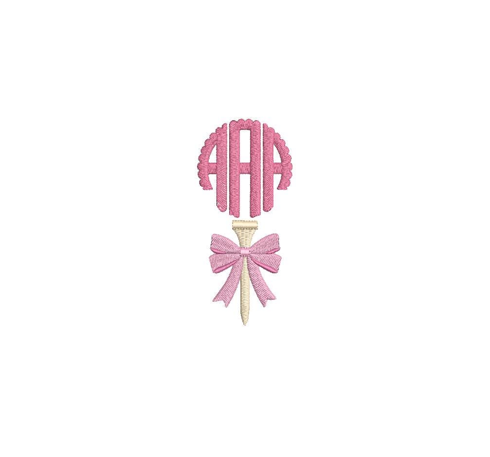 Golf Tee Monogram Frame with Bow PES DST JEF ++ Machine Embroidery Design, 5 Sizes, Instant Download