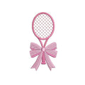 Tennis Racket with Bow PES DST JEF ++ Machine Embroidery Design, 7 Sizes, Instant Download