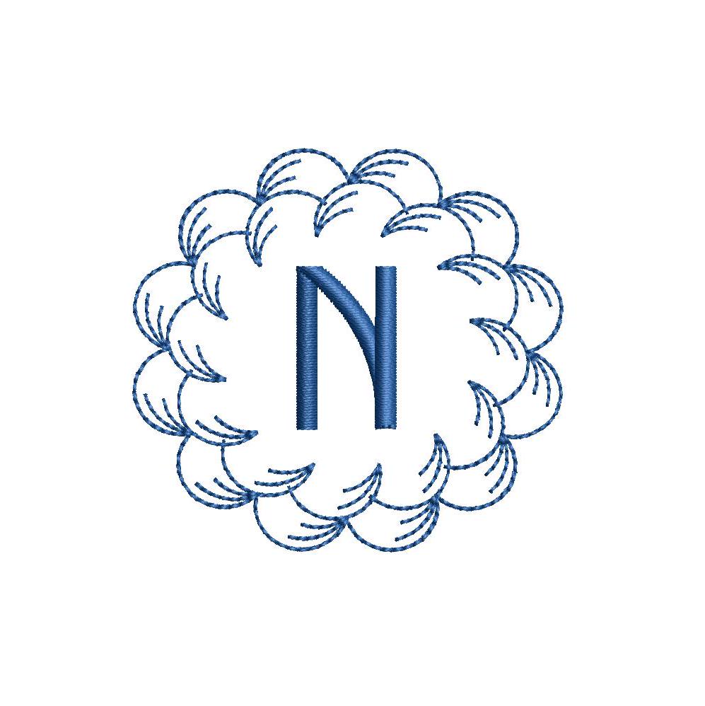 Scalloped Preppy Monogram Frame PES DST JEF ++ Machine Embroidery Design, 7 sizes, Instant Download