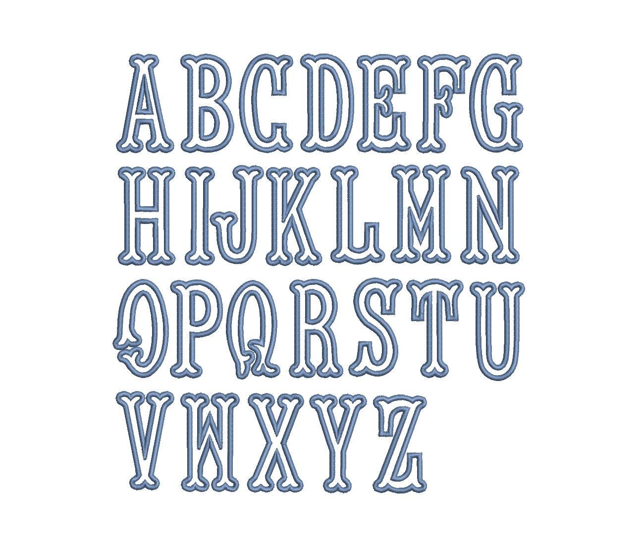 Applique Fishtail Font PES ++ Machine Embroidery Design, 6 Sizes, Instant Download BX available.