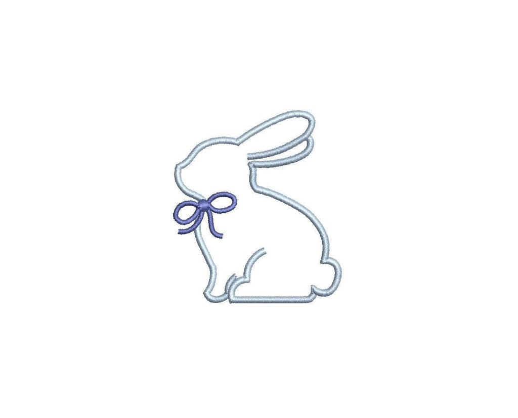 Easter Bunny Outline with Bow PES DST JEF ++ Machine Embroidery Design, 6 Sizes, Instant Download
