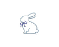 Easter Bunny Outline with Bow PES DST JEF ++ Machine Embroidery Design, 6 Sizes, Instant Download