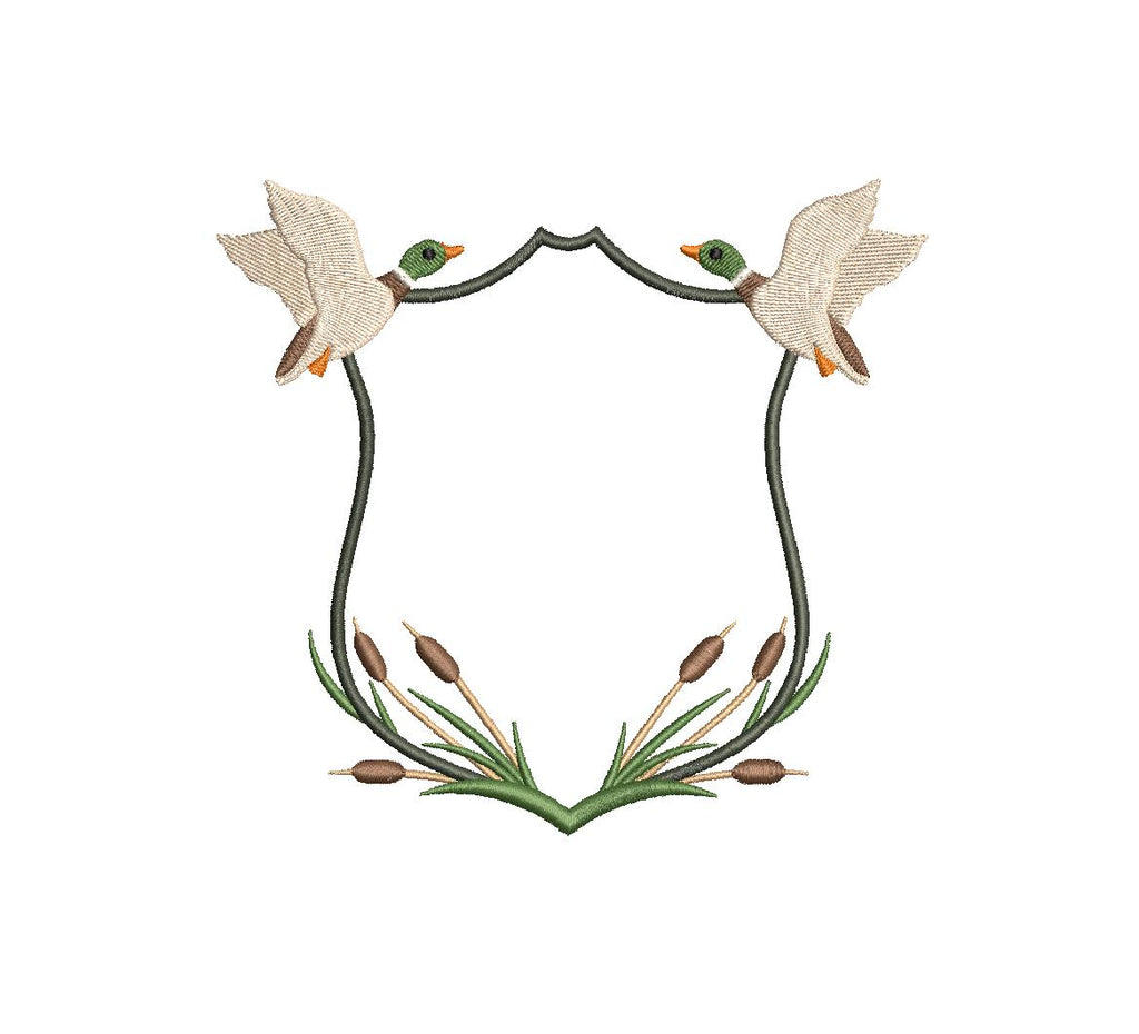 Mallard Duck Crest Monogram Frame PES DST JEF ++ Machine Embroidery Design, 12 Sizes, Instant Download