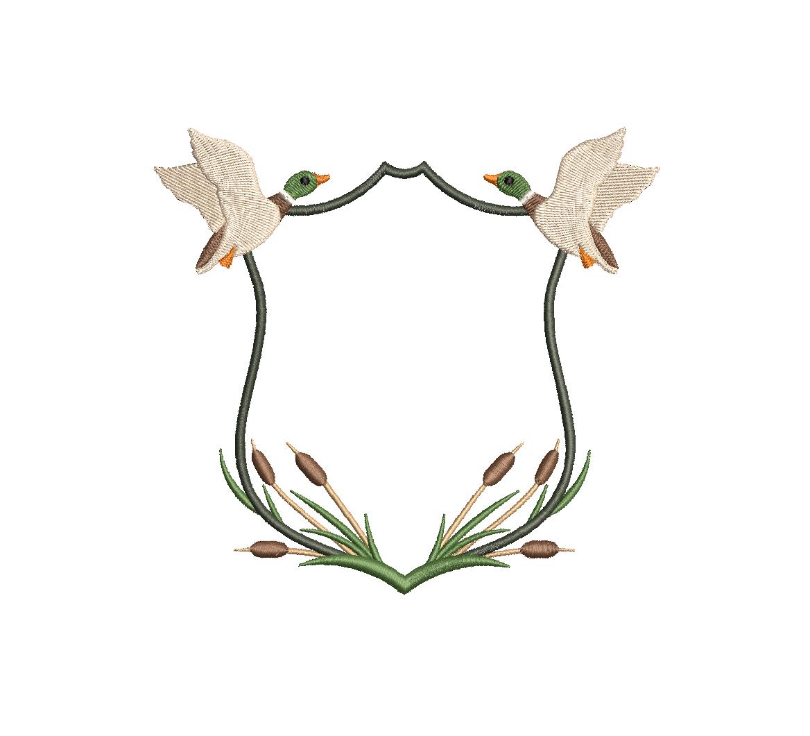 Mallard Duck Crest Monogram Frame PES DST JEF ++ Machine Embroidery Design, 12 Sizes, Instant Download
