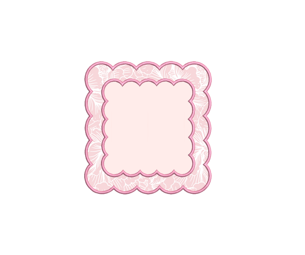 Double Satin Scalloped Applique Square PES DST JEF ++ Machine Embroidery Design, 5 Sizes, Instant Download, instructions Included