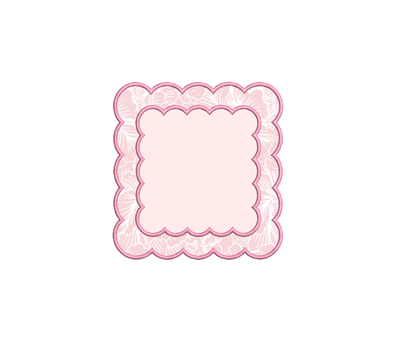 Double Satin Scalloped Applique Square PES DST JEF ++ Machine Embroidery Design, 5 Sizes, Instant Download, instructions Included