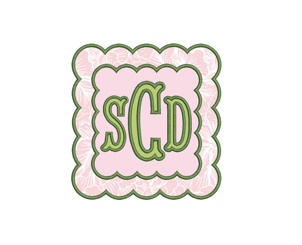 Double Satin Scalloped Applique Square PES DST JEF ++ Machine Embroidery Design, 5 Sizes, Instant Download, instructions Included