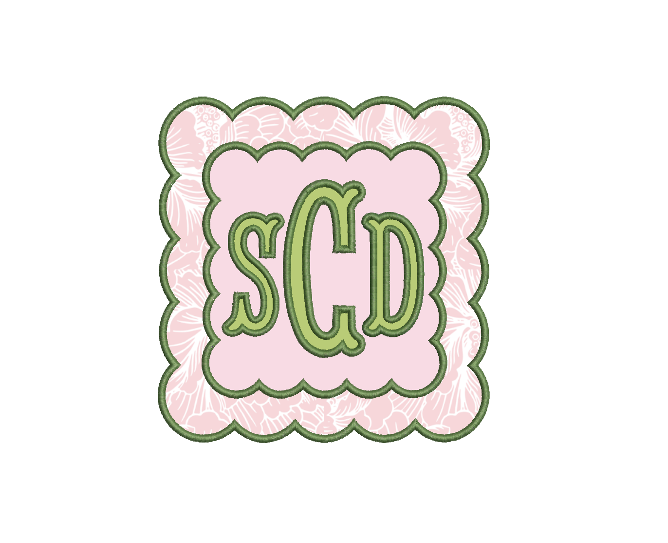 Double Satin Scalloped Applique Square PES DST JEF ++ Machine Embroidery Design, 5 Sizes, Instant Download, instructions Included