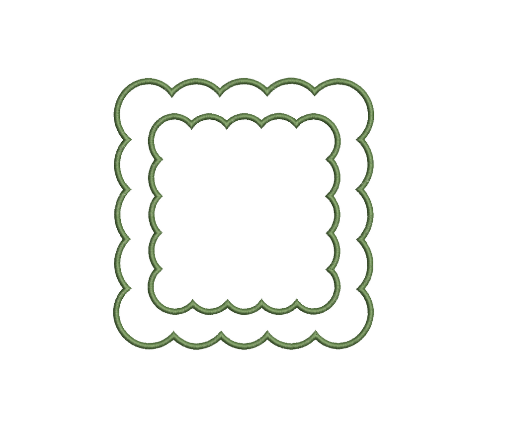 Double Satin Scalloped Applique Square PES DST JEF ++ Machine Embroidery Design, 5 Sizes, Instant Download, instructions Included